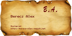 Berecz Alex névjegykártya